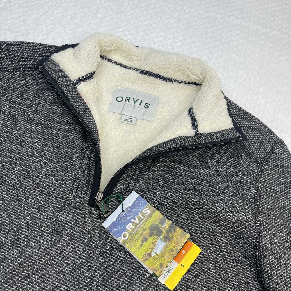 NWT‎ Orvis Men's Black and White Zip-Up Sweater